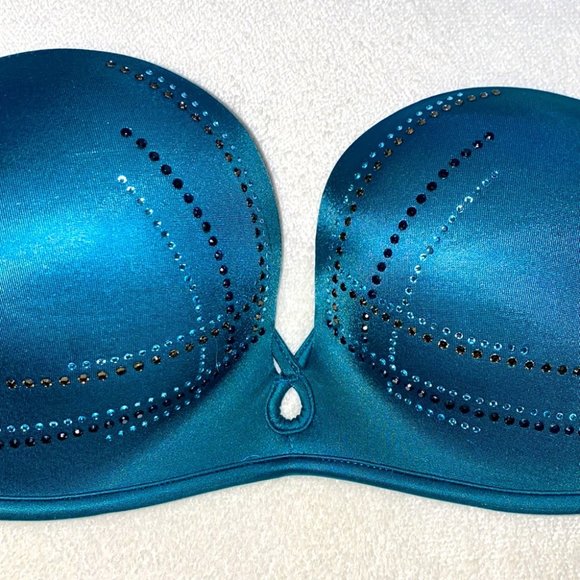 VS Bombshell Strapless Bra 32B Aqua Bling Blue - Picture 3 of 7